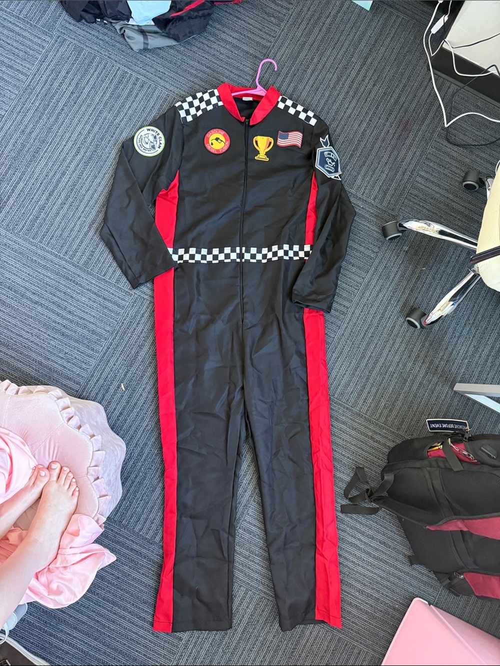 Mens Black and Red Racing One-Piece Costume